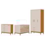 Dormitório Infantil Flip Guarda Roupa 3 Portas, Cômoda 1 Porta e Berço Areia Fosco/Savana - Reller Móveis