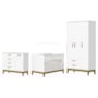 Dormitório Infantil Flip Guarda Roupa 3 Portas, Cômoda 1 Porta e Berço Branco Fosco - Reller Móveis 