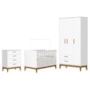 Dormitório Infantil Flip Guarda Roupa 3 Portas, Cômoda 4 Gavetas e Berço Branco Fosco - Reller Móveis