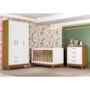 Dormitório Infantil Flip Guarda Roupa 3 Portas, Cômoda 4 Gavetas e Berço Branco Fosco/Savana com Colchão Physical - Reller Móveis