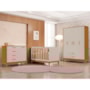 Dormitório Infantil Flip Guarda Roupa 4 Portas, Cômoda 1 Porta e Berço Areia Fosco/Savana com Colchão Supreme - Reller Móveis
