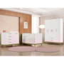Dormitório Infantil Flip Guarda Roupa 4 Portas, Cômoda 1 Porta e Berço Branco Fosco com Colchão Supreme - Reller Móveis