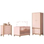 Dormitório Infantil Flora 2 Portas com Guarda Roupa, Cômoda e Berço Q Encanto Slim Rosa Acetinado – Qmovi