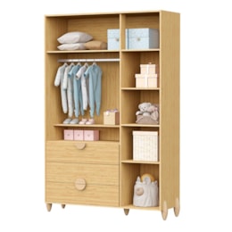 Dormitório Infantil Gracia Guarda Roupa, Cômoda 4 Gavetas e Berço Naturale com Colchão Supreme - Reller Móveis