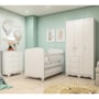 Dormitório Infantil Júnior 3 Portas, Cômoda e Berço Uli Branco Brilho com Colchão Baby Physical - Móveis Peroba