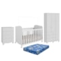 Dormitório Infantil Júnior 3 Portas, Cômoda e Berço Uli Branco Brilho com Colchão Baby Physical - Móveis Peroba