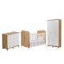Dormitório Infantil Júnior Guarda Roupa 3 Portas, Cômoda 1 Porta e Berço Uli Branco Brilho/Amêndoa - Móveis Peroba