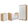 Dormitório Infantil Júnior Guarda Roupa 3 Portas, Cômoda e Berço Uli Branco Brilho/Amêndoa - Móveis Peroba