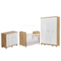 Dormitório Infantil Júnior Guarda Roupa 4 Portas, Cômoda 1 Porta e Berço Uli Branco Brilho/Amêndoa - Móveis Peroba