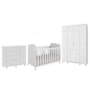 Dormitório Infantil Júnior Guarda Roupa 4 Portas, Cômoda 1 Porta e Berço Uli Branco Brilho - Móveis Peroba