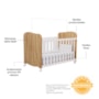 Dormitório Infantil Júnior Guarda Roupa 4 Portas, Cômoda e Berço Uli Branco Brilho/Amêndoa - Móveis Peroba