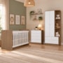 Dormitório Infantil Labirinto com Guarda Roupa, Cômoda, Berço Rústico/Branco e Colchão Supreme - Móveis Henn