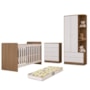 Dormitório Infantil Labirinto com Guarda Roupa, Cômoda, Berço Rústico/Branco e Colchão Supreme - Móveis Henn