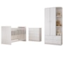 Dormitório Infantil Labirinto com Guarda Roupa, Cômoda e Berço Branco - Móveis Henn