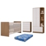 Dormitório Infantil Labirinto Guarda Roupa, Cômoda e Berço Rústico/Branco com Colchão Baby Physical - Móveis Henn
