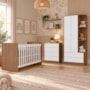 Dormitório Infantil Labirinto Guarda Roupa, Cômoda e Berço Rústico/Branco com Colchão Baby Physical - Móveis Henn