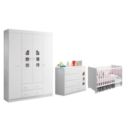 Dormitório Infantil Lívia Guarda Roupa, Cômoda e Berço Mel Branco - Phoenix Baby   Dormitório Infantil Lívia Guarda Roupa, Cômoda e Berço Mel Branco - Phoenix Baby
