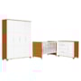 Dormitório Infantil Luna Max Guarda Roupa, Cômoda 1 Porta e Berço Evolution Branco Fosco/Savana - Reller Móveis