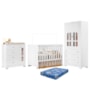 Dormitório Infantil New Katatau Guarda Roupa, Cômoda e Berço Branco Fosco com Colchão Baby Physical - Reller Móveis