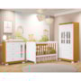Dormitório Infantil New Katatau Guarda Roupa, Cômoda e Berço Branco Fosco/Savana com Colchão Baby Physical - Reller Móveis