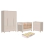 Dormitório Infantil Ollie Guarda Roupa, Cômoda 3 Gavetas e Berço Areia Fosco com Colchão Supreme - Reller Móveis