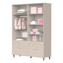 Dormitório Infantil Ollie Guarda Roupa, Cômoda 3 Gavetas e Berço Areia Fosco - Reller Móveis
