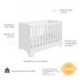 Dormitório Infantil Popy Retrô Plus Janelas Guarda Roupa, Cômoda e Berço Branco Brilho com Colchão Supreme - Móveis Peroba