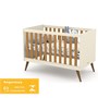 Dormitório Infantil Retrô Gold 3 Portas, Cômoda e Berço Off White/Freijó/Eco Wood com Colchão - Matic Móveis 