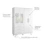 Dormitório Infantil Retrô Janelas Guarda Roupa, Cômoda e Berço Branco Brilho com Colchão Baby Physical - Móveis Peroba