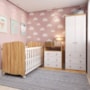 Dormitório Infantil Smim Guarda Roupa, Cômoda e Berço Branco Brilho/Amêndoa com Colchão Baby Physical - Móveis Peroba