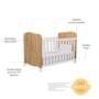 Dormitório Infantil Smim Guarda Roupa, Cômoda e Berço Branco Brilho/Amêndoa com Colchão Supreme - Móveis Peroba