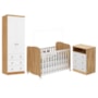 Dormitório Infantil Smim Guarda Roupa, Cômoda e Berço Branco Brilho/Amêndoa - Móveis Peroba