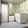 Dormitório Infantil Smim Guarda Roupa, Cômoda e Berço Branco Brilho com Colchão Supreme - Móveis Peroba