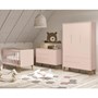 Dormitório Infantil Theo Retrô 3 Portas, Cômoda 1 Porta, Berço Rosa Fosco com Pés Amadeirado e Colchão - Reller Móveis