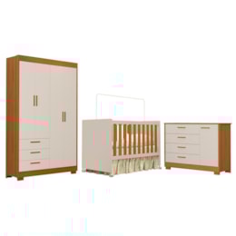 Dormitório Infantil Zaki Guarda Roupa, Cômoda e Berço Katatau Areia Fosco/Savana - Reller Móveis