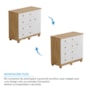 Dormitório Júnior 3 Portas, Cômoda 1 Porta e Berço Uli Branco Brilho/Amêndoa com Colchão Baby Physical - Móveis Peroba