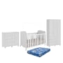 Dormitório Júnior 3 Portas, Cômoda 1 Porta e Berço Uli Branco Brilho com Colchão Baby Physical - Móveis Peroba