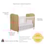 Dormitório Júnior Guarda Roupa 4 Portas, Cômoda 1 Porta e Berço Uli Branco Brilho/Amêndoa com Colchão Baby Physical - Móveis Peroba