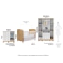 Dormitório Júnior Guarda Roupa 4 Portas, Cômoda 1 Porta e Berço Uli Branco Brilho/Amêndoa com Colchão Supreme - Móveis Peroba