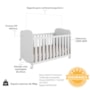 Dormitório Júnior Guarda Roupa 4 Portas, Cômoda 1 Porta e Berço Uli Branco Brilho com Colchão Baby Physical - Móveis Peroba