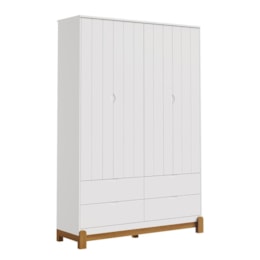 Dormitório Lotus Liso Guarda Roupa, Cômoda 4 Gavetas e Berço Branco Fosco com Colchão Supreme - Reller Móveis  Dormitório Lotus Liso Guarda Roupa, Cômoda 4 Gavetas e Berço Branco Fosco com Colchão Supreme - Reller Móveis