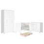 Dormitório Luna Guarda Roupa, Cômoda 1 Porta e Berço Evolution Branco Fosco com Colchão Supreme - Reller Móveis