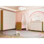 Dormitório Luna Max Guarda Roupa, Cômoda 1 Porta e Berço Evolution Areia Fosco/Savana com Colchão Baby Physical - Reller Móveis