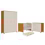 Dormitório Luna Max Guarda Roupa, Cômoda 1 Porta e Berço Evolution Areia Fosco/Savana com Colchão Supreme - Reller Móveis