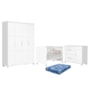 Dormitório Luna Max Guarda Roupa, Cômoda 1 Porta e Berço Evolution Branco Fosco com Colchão Baby Physical - Reller Móveis