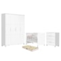 Dormitório Luna Max Guarda Roupa, Cômoda 4 Gavetas e Berço Evolution Branco Fosco com Colchão Supreme - Reller Móveis
