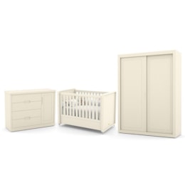 Dormitório Tutto New 2 Portas, Cômoda 1 Porta e Berço Off White - Matic Móveis  Dormitório Tutto New 2 Portas, Cômoda 1 Porta e Berço Off White - Matic Móveis