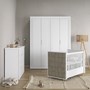 Dormitório Tutto New 4 Portas, Cômoda 1 Porta, Berço Branco Soft com Capitonê e Colchão - Matic Móveis  