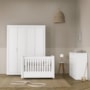 Dormitório Tutto New 4 Portas, Cômoda 1 Porta, Berço Branco Soft com Colchão D18 e Mesinha - Matic Móveis