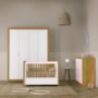 Dormitório Tutto New 4 Portas, Cômoda 1 Porta, Berço Branco Soft/Freijó e Mesinha - Matic Móveis
